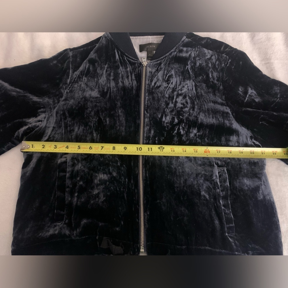 J.Crew Velvet Bomber Jacket in Midnight Navy Like New Size L - Picture 12 of 16